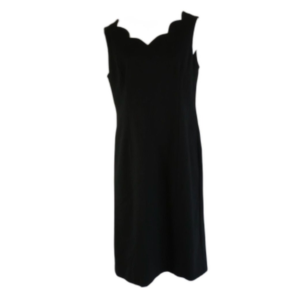 Talbots dress black sleeveless scallop neckline stretch sz 4 night out career